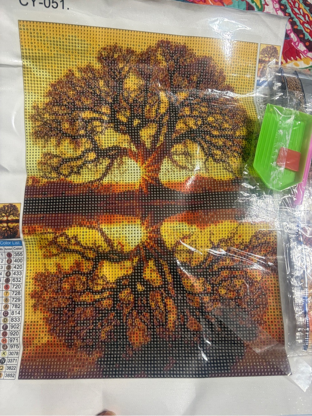 Sunset Tree Wall Art Diamond Painting Kit - Yellow & Brown
